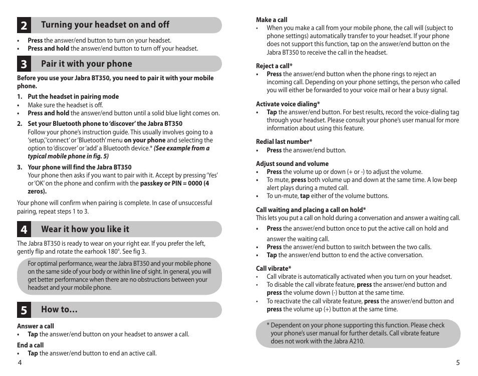 Jabra BT350 User Manual | Page 5 / 18