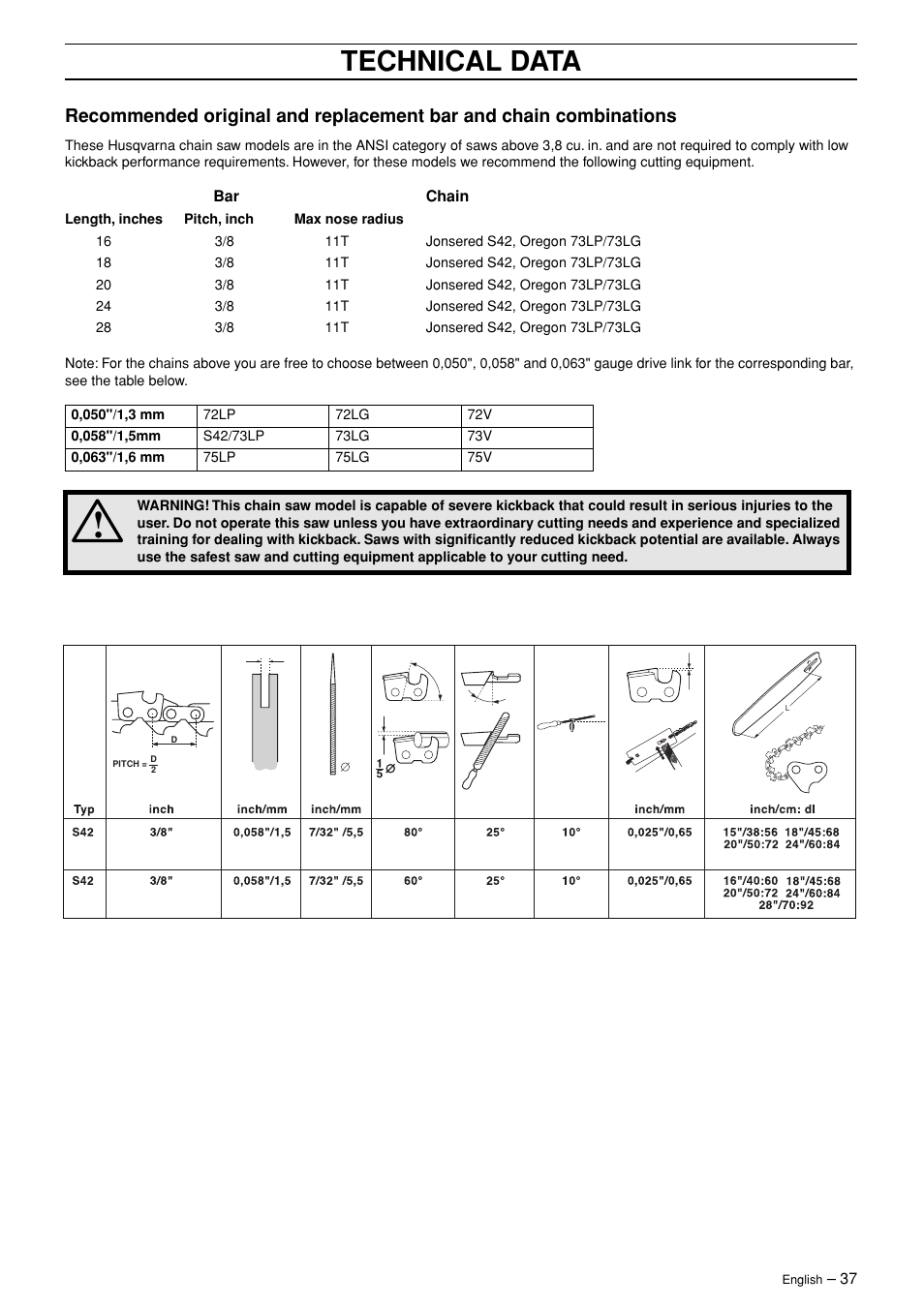 Technical data | Jonsered POWERLITE 50C User Manual | Page 37 / 40