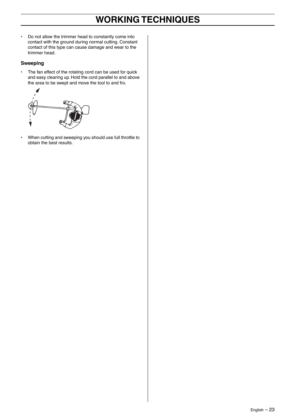 Working techniques | Jonsered BC 2125 User Manual | Page 23 / 40