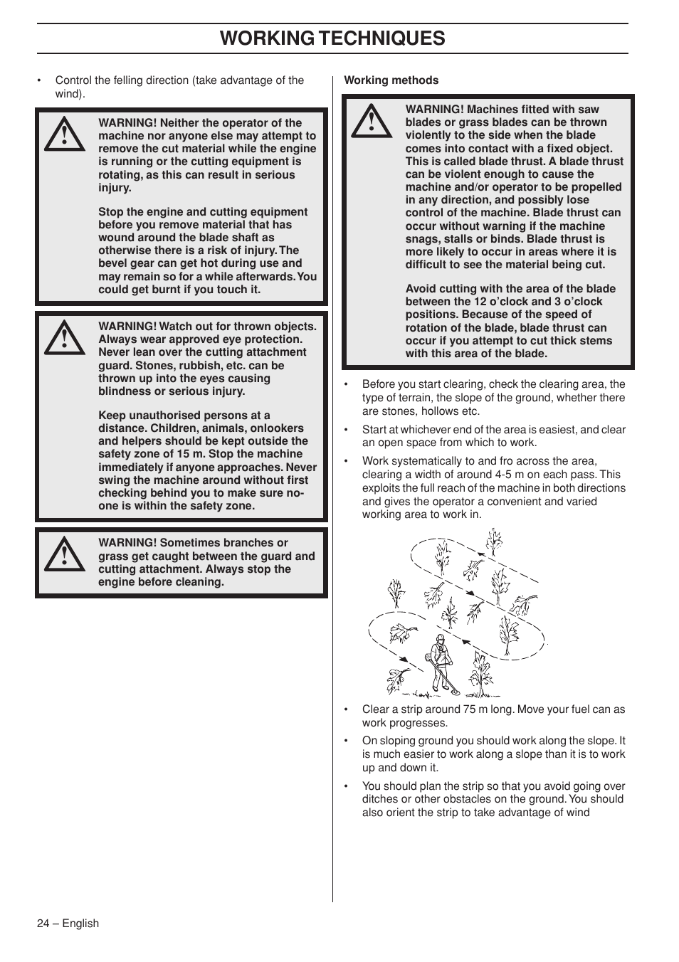 Working techniques | Jonsered FC 2255 User Manual | Page 24 / 44
