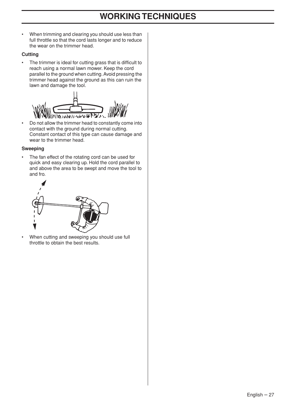 Working techniques | Jonsered FC 2255 User Manual | Page 27 / 44