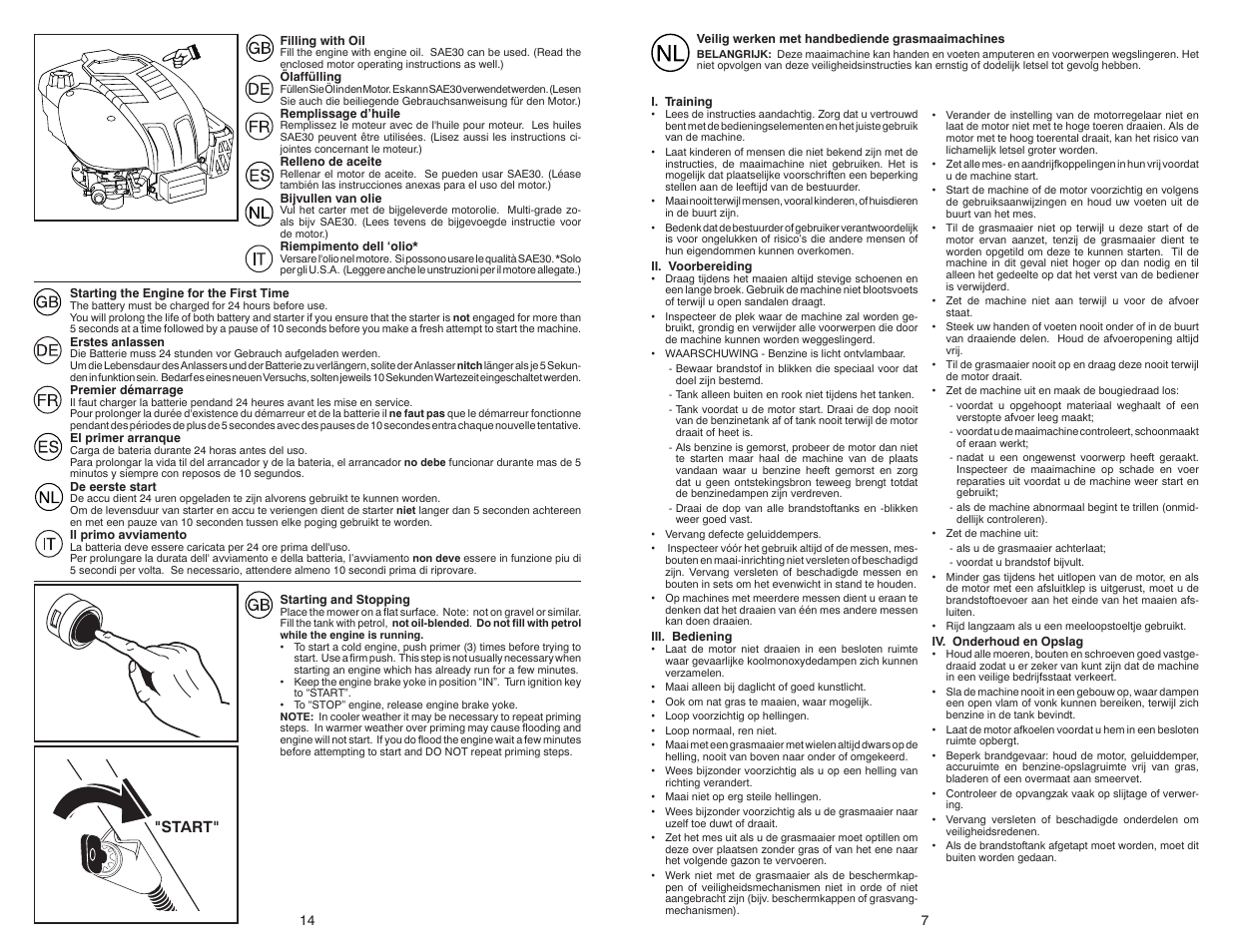 Start | Jonsered LM2153CMDAE User Manual | Page 7 / 10