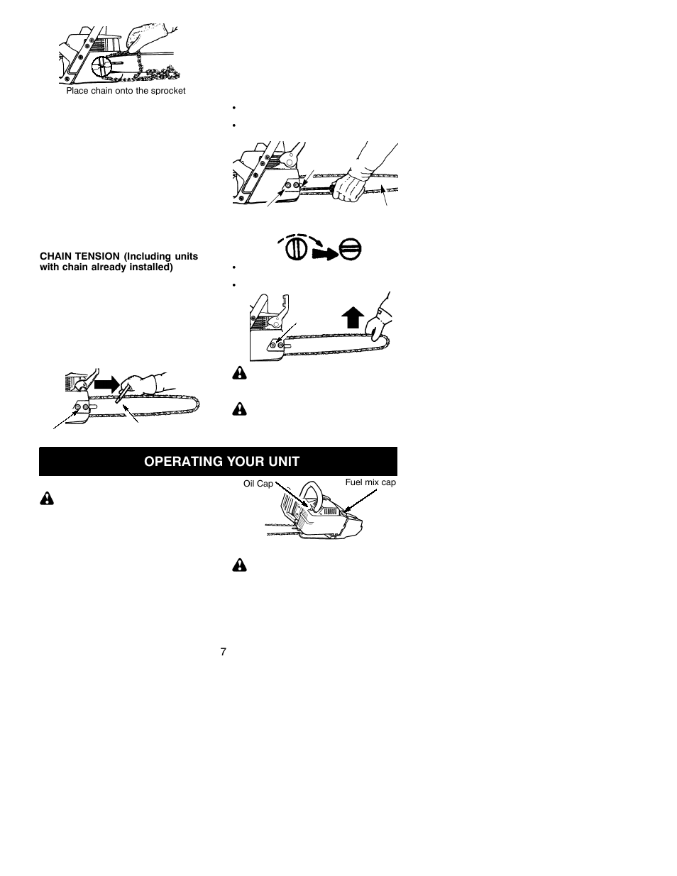 Operating your unit | Jonsered CS 2137 User Manual | Page 7 / 15