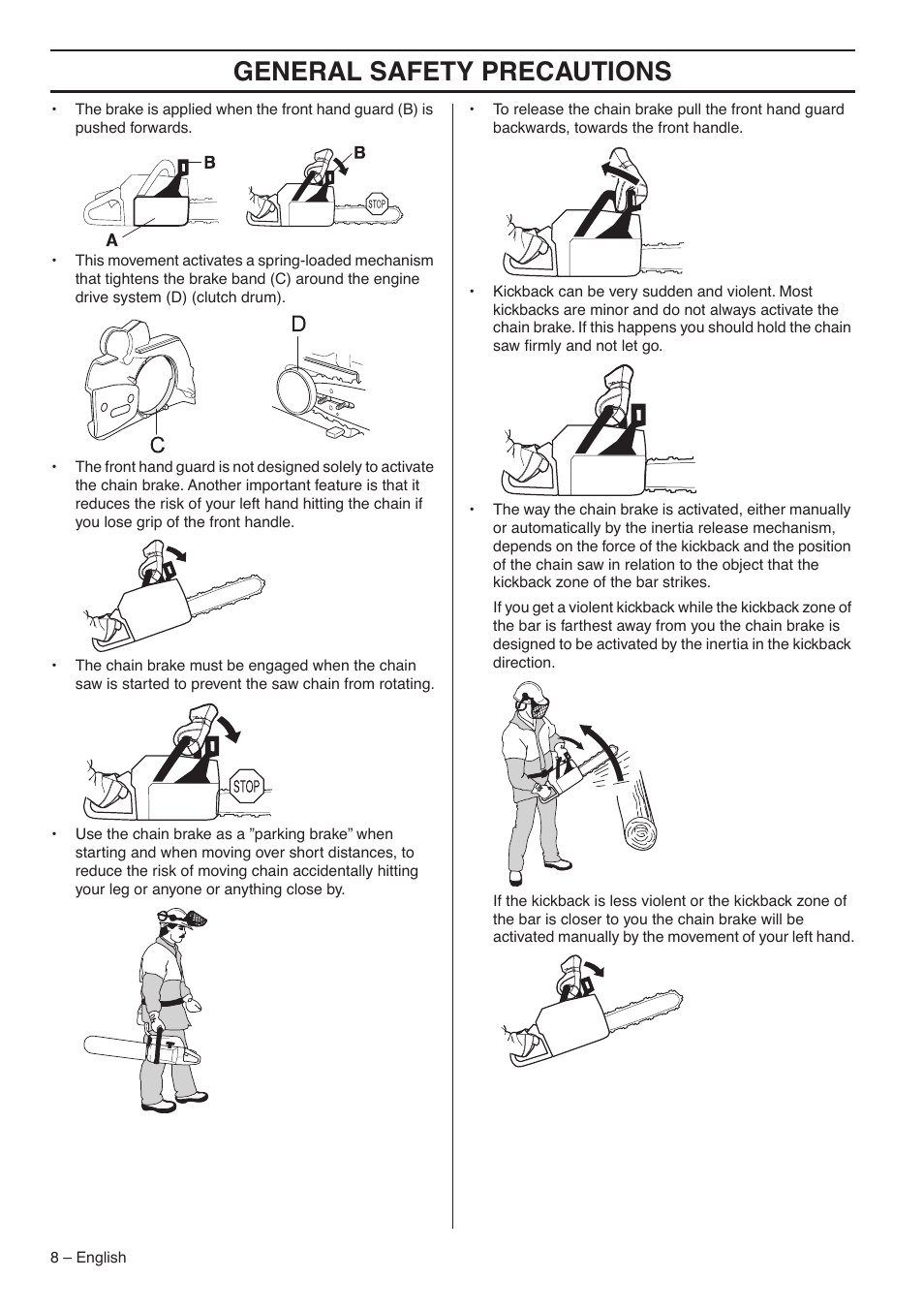 General safety precautions | Jonsered CS 2153 User Manual | Page 8 / 44