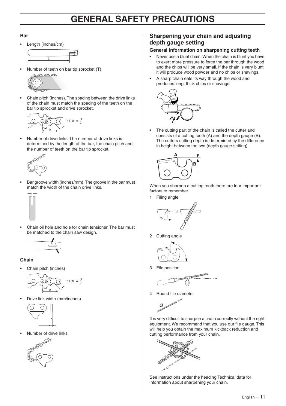 General safety precautions | Jonsered CS 2135T User Manual | Page 11 / 36