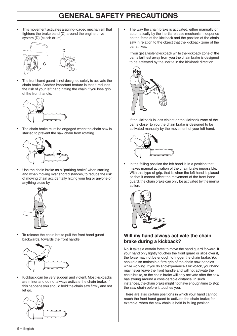 General safety precautions | Jonsered CS 2135T User Manual | Page 8 / 36
