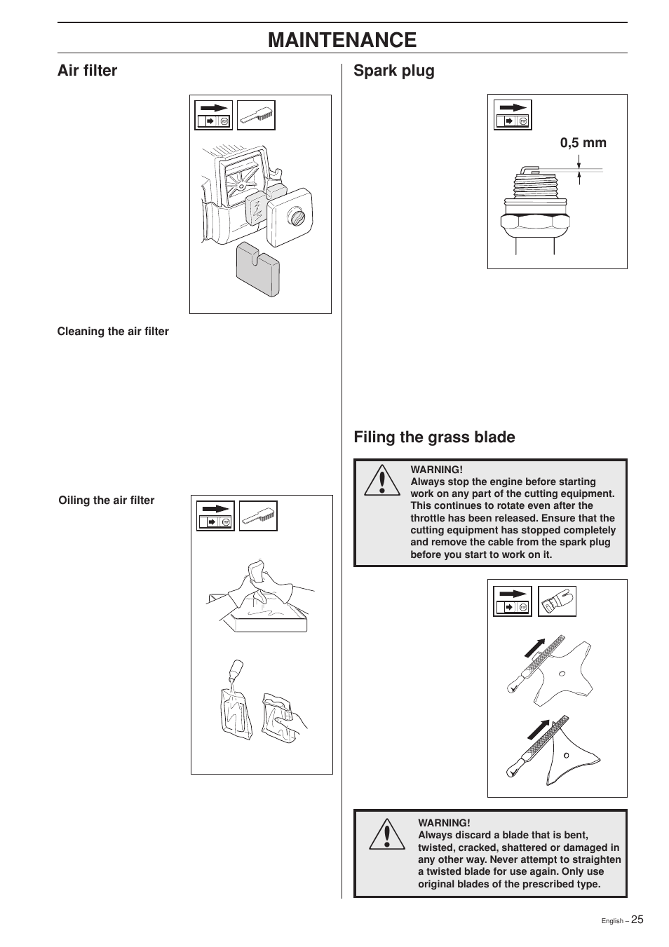 Maintenance | Jonsered GR 2126D User Manual | Page 25 / 32