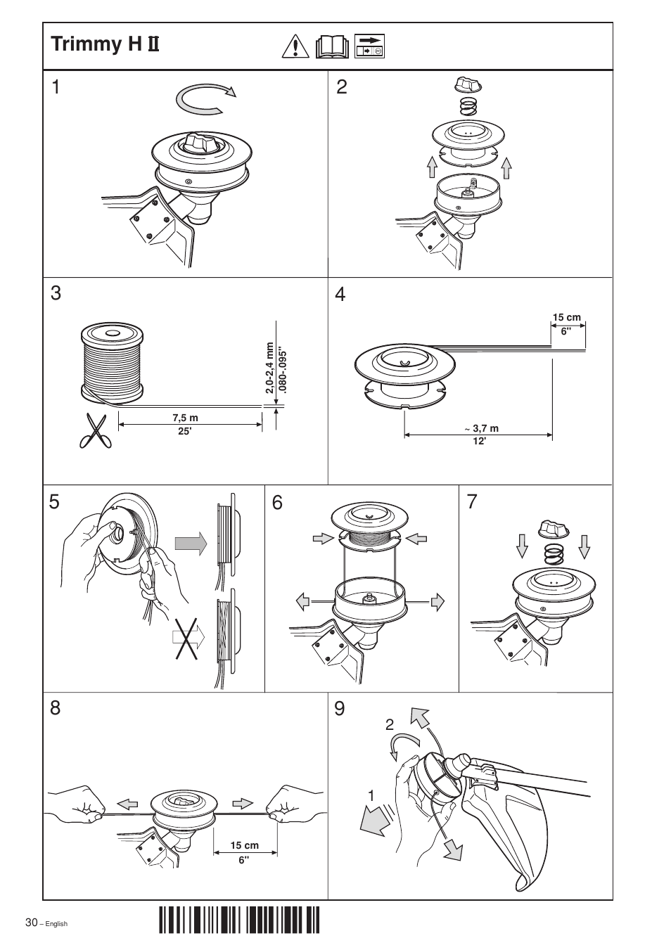 Trimmy h ii, Xre¶5 | Jonsered GR 2126D User Manual | Page 30 / 32