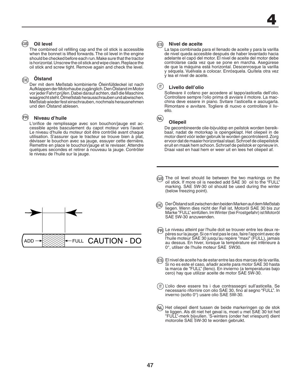 Caution - do | Jonsered LT2119CMA User Manual | Page 47 / 88