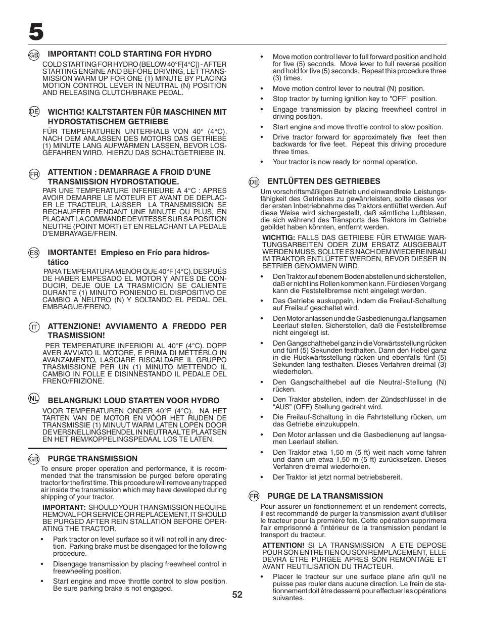 Jonsered LT2119CMA User Manual | Page 52 / 88