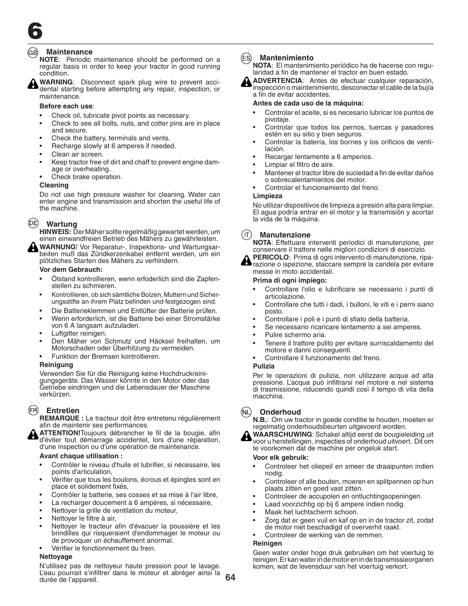 Jonsered LT2119CMA User Manual | Page 64 / 88