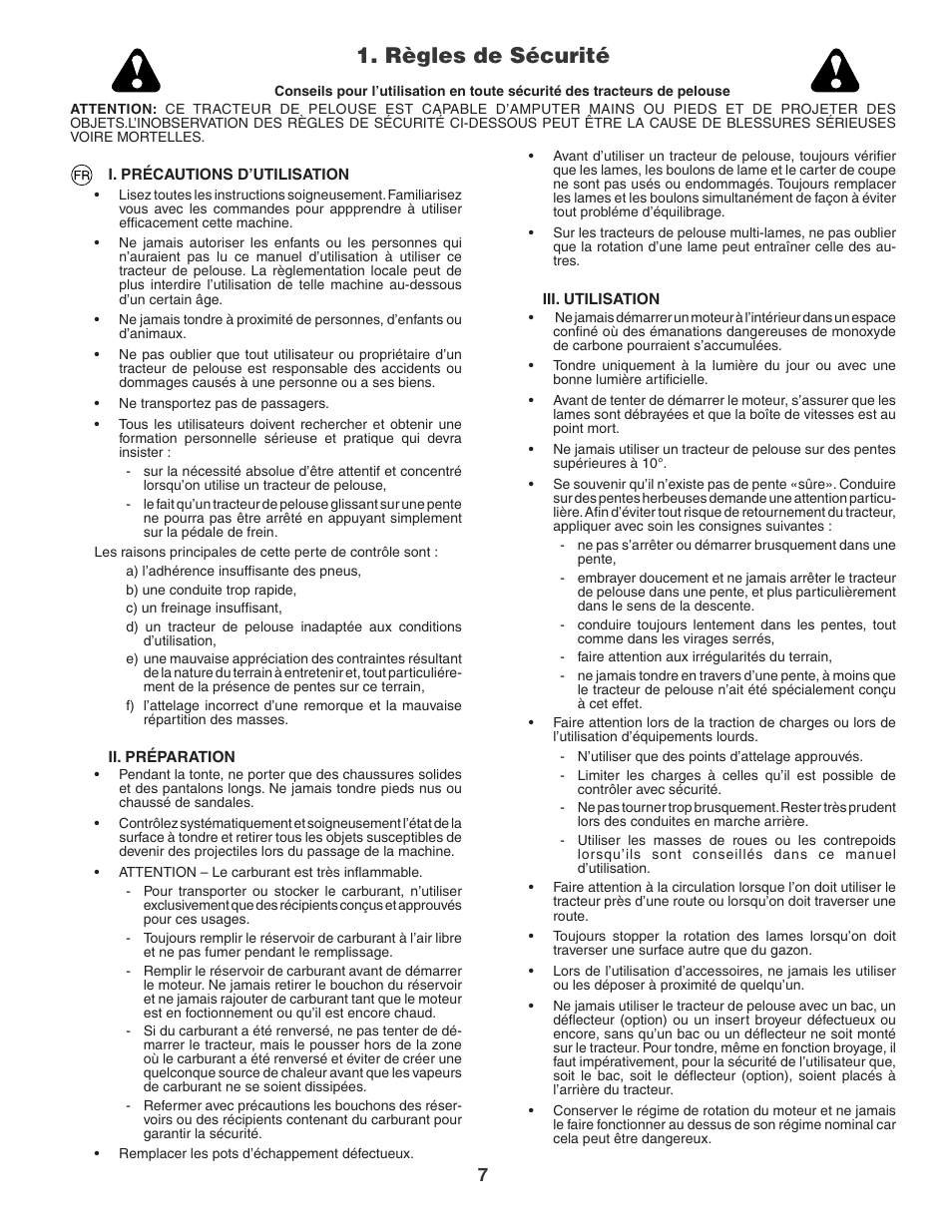 Règles de sécurité | Jonsered LT2119CMA User Manual | Page 7 / 88