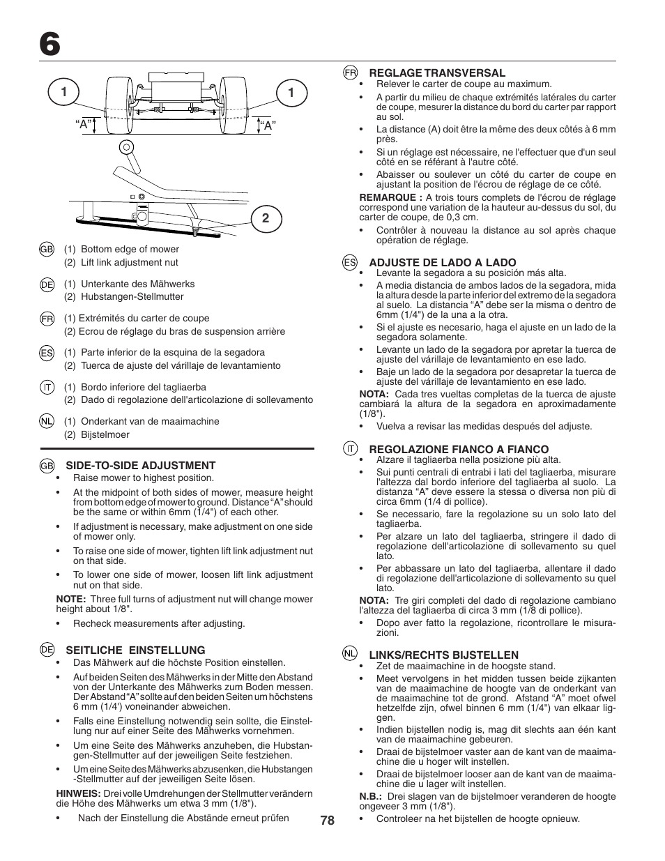 Jonsered LT2119CMA User Manual | Page 78 / 88