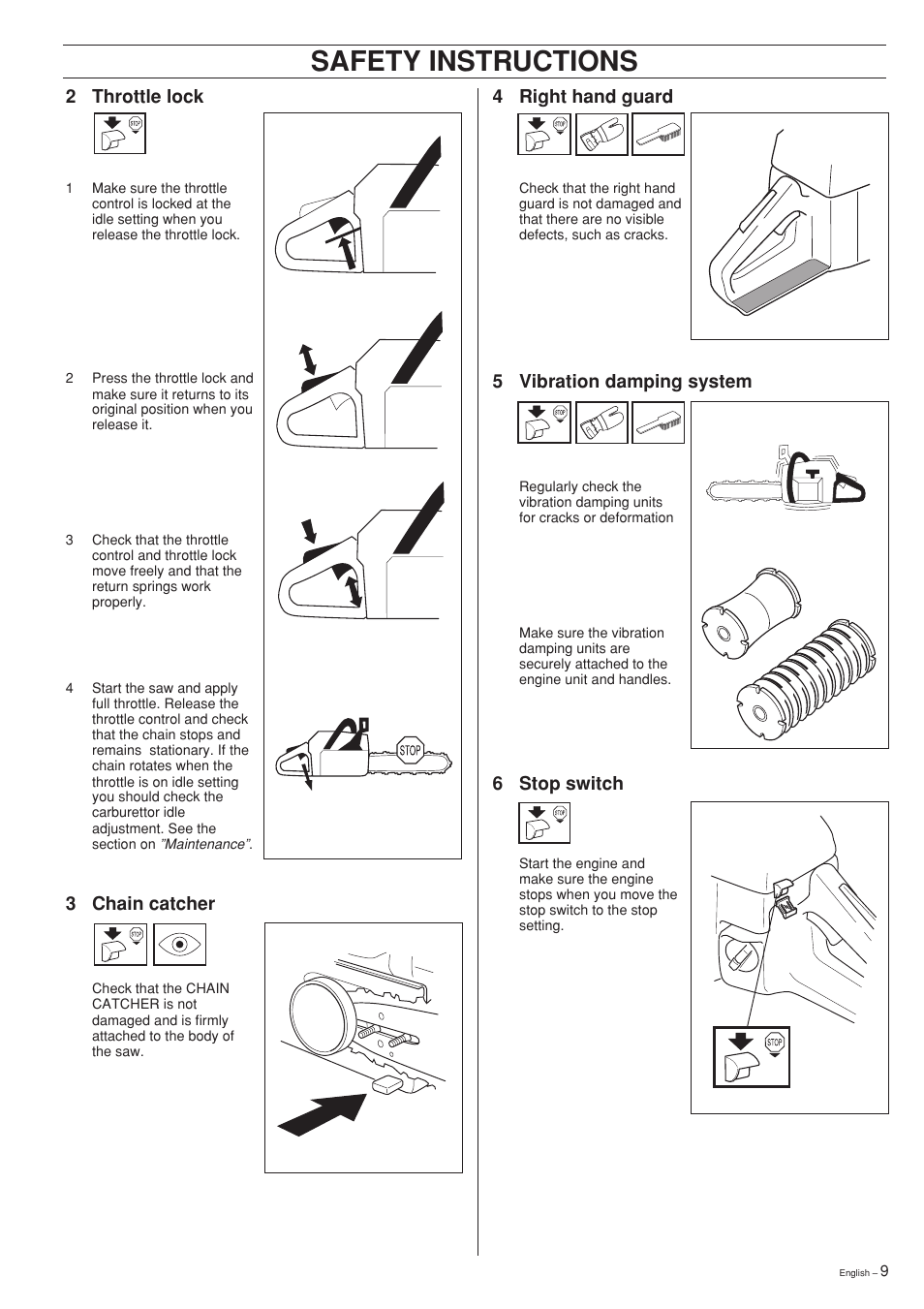 Safety instructions | Jonsered 2141 User Manual | Page 9 / 36