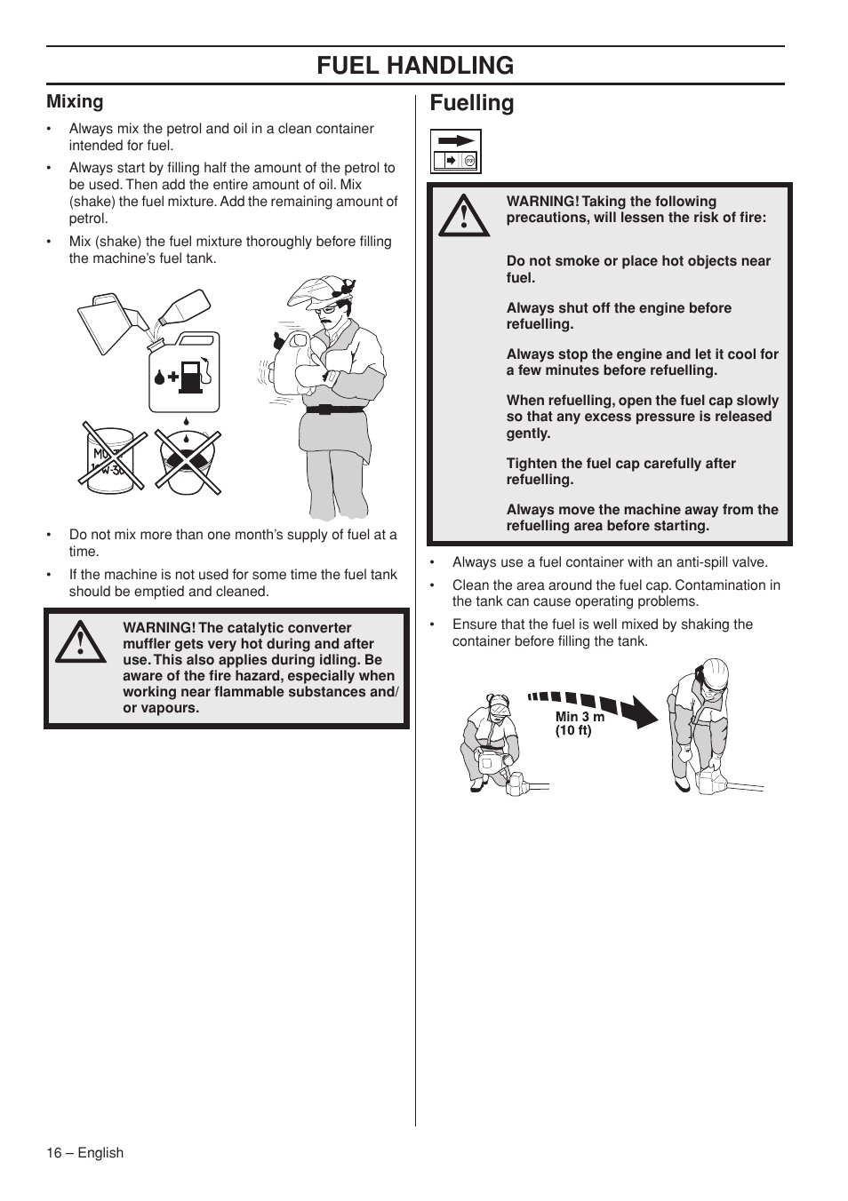 Mixing, Fuelling, Fuel handling | Jonsered GC2236 User Manual | Page 16 / 36