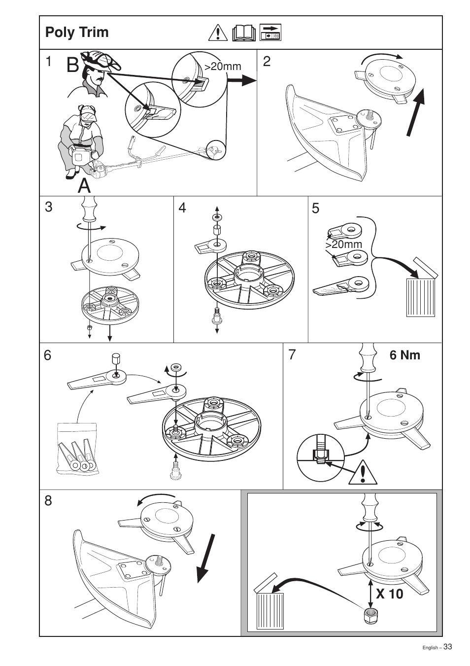 Poly trim | Jonsered GR 2036 User Manual | Page 33 / 40