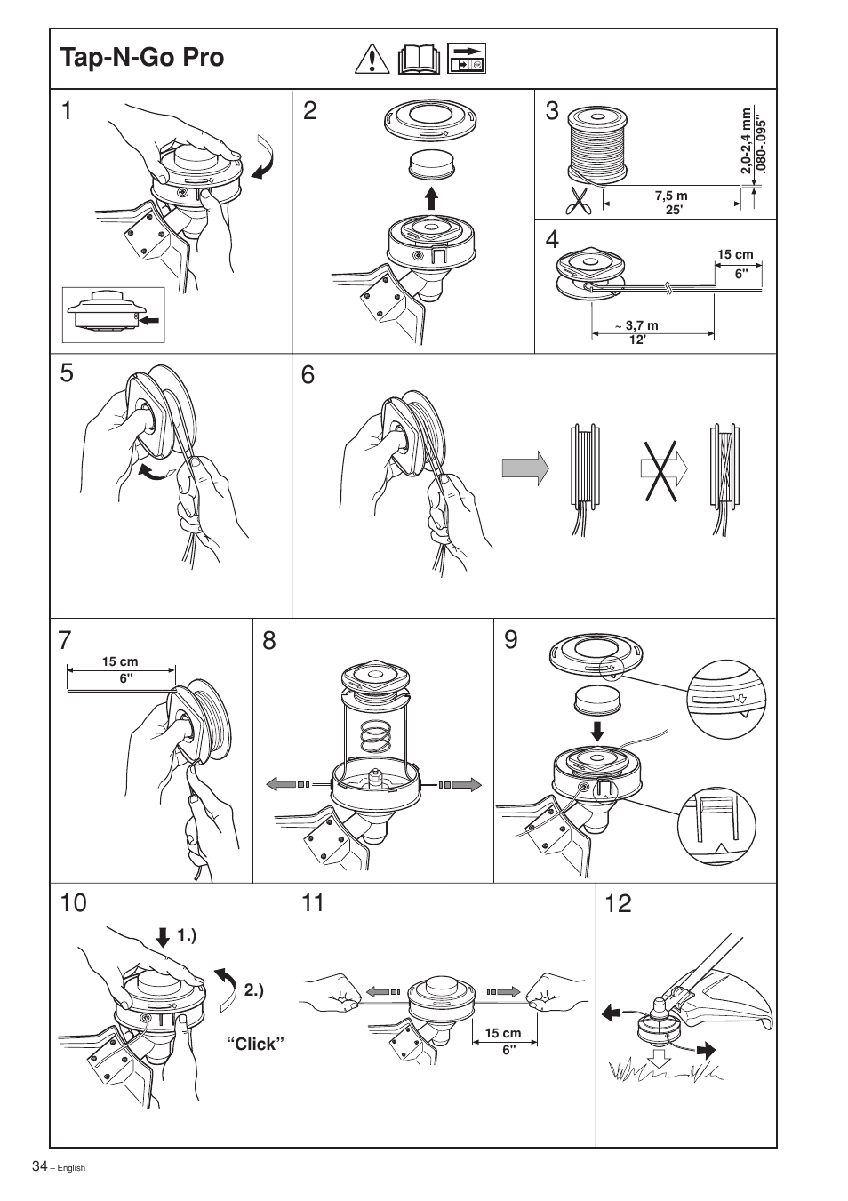 Tap-n-go pro | Jonsered GR 2036 User Manual | Page 34 / 40