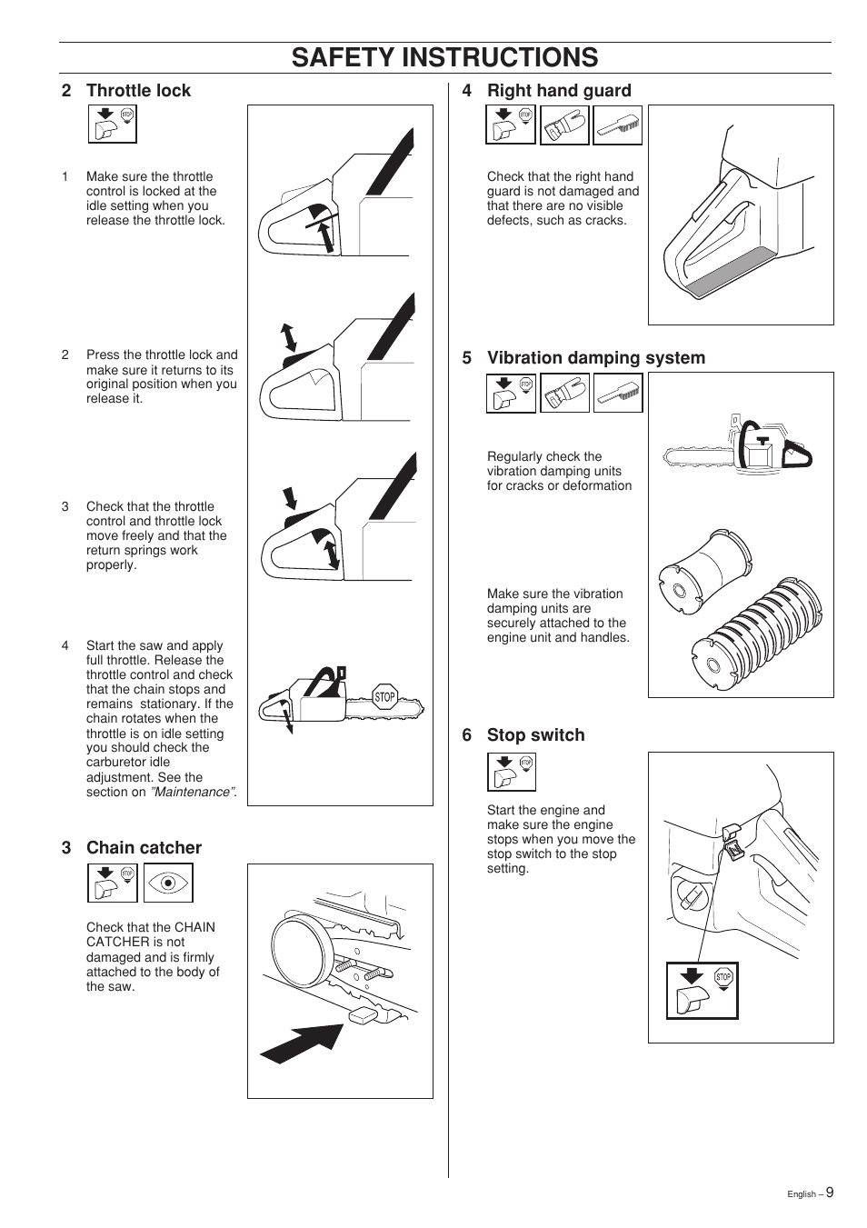 Safety instructions | Jonsered 2150 User Manual | Page 9 / 36