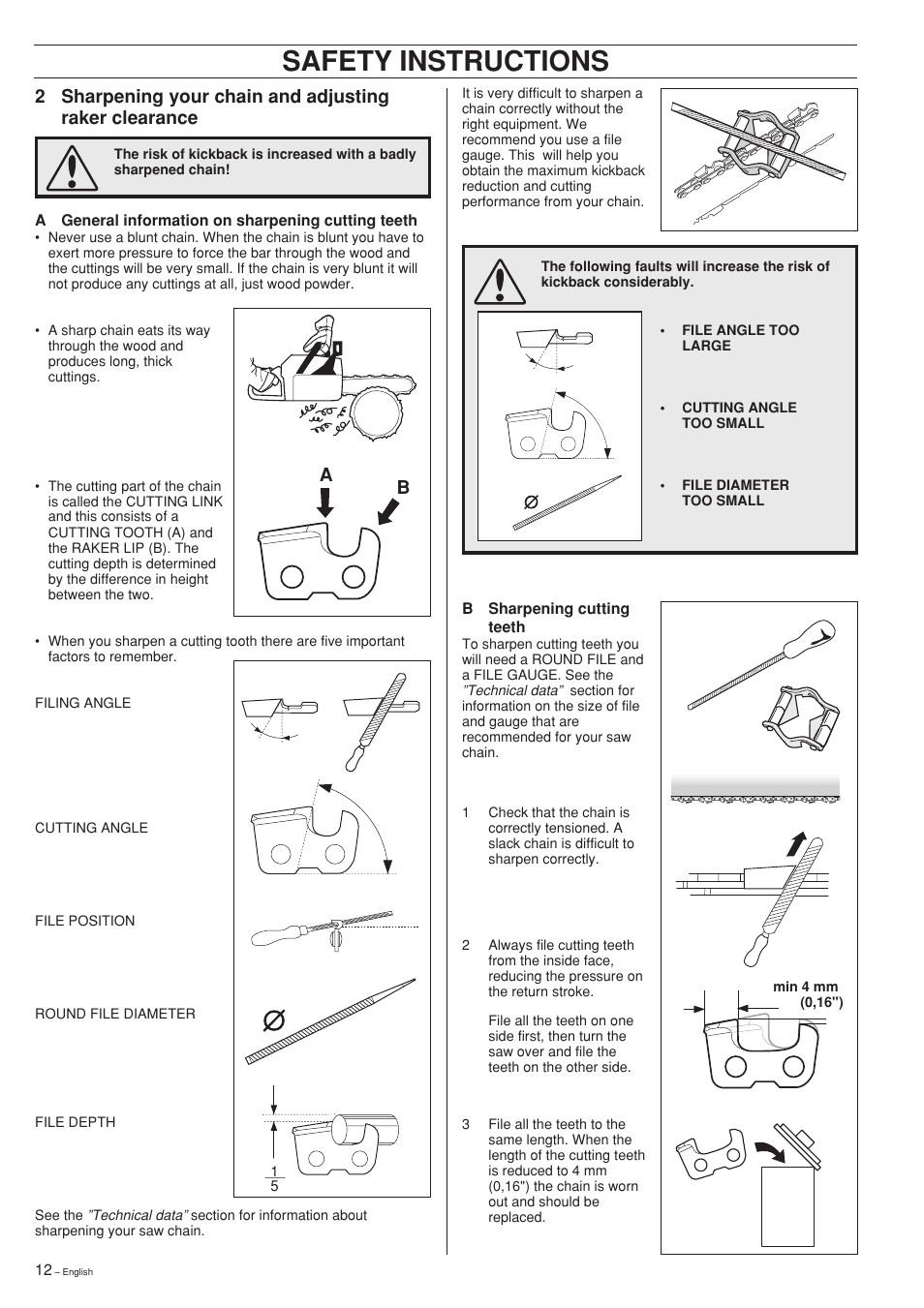 Safety instructions | Jonsered cs 2159 User Manual | Page 12 / 36