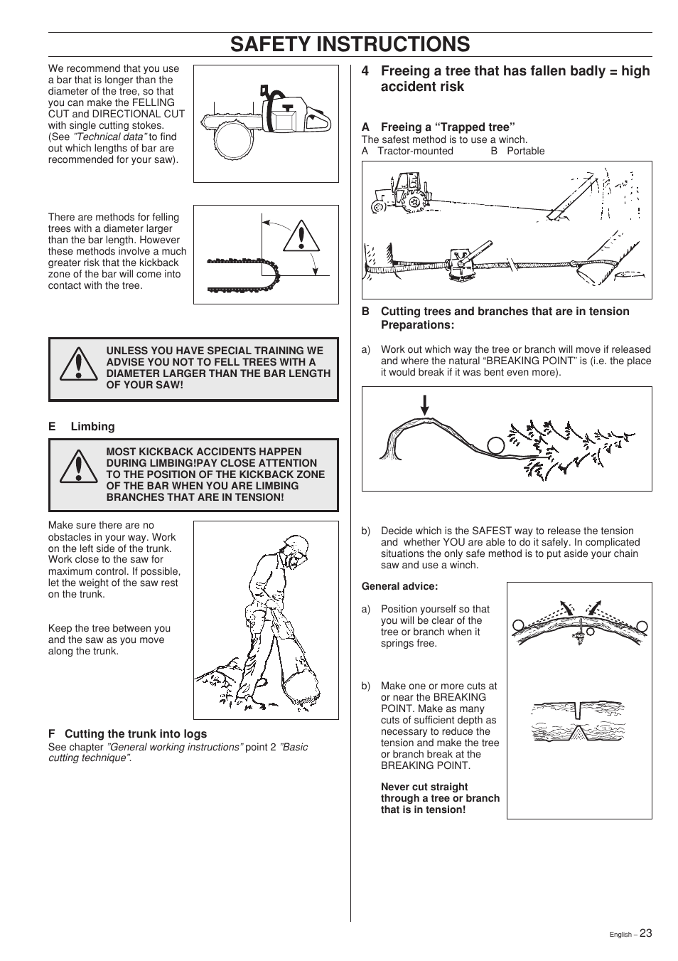 Safety instructions | Jonsered cs 2159 User Manual | Page 23 / 36