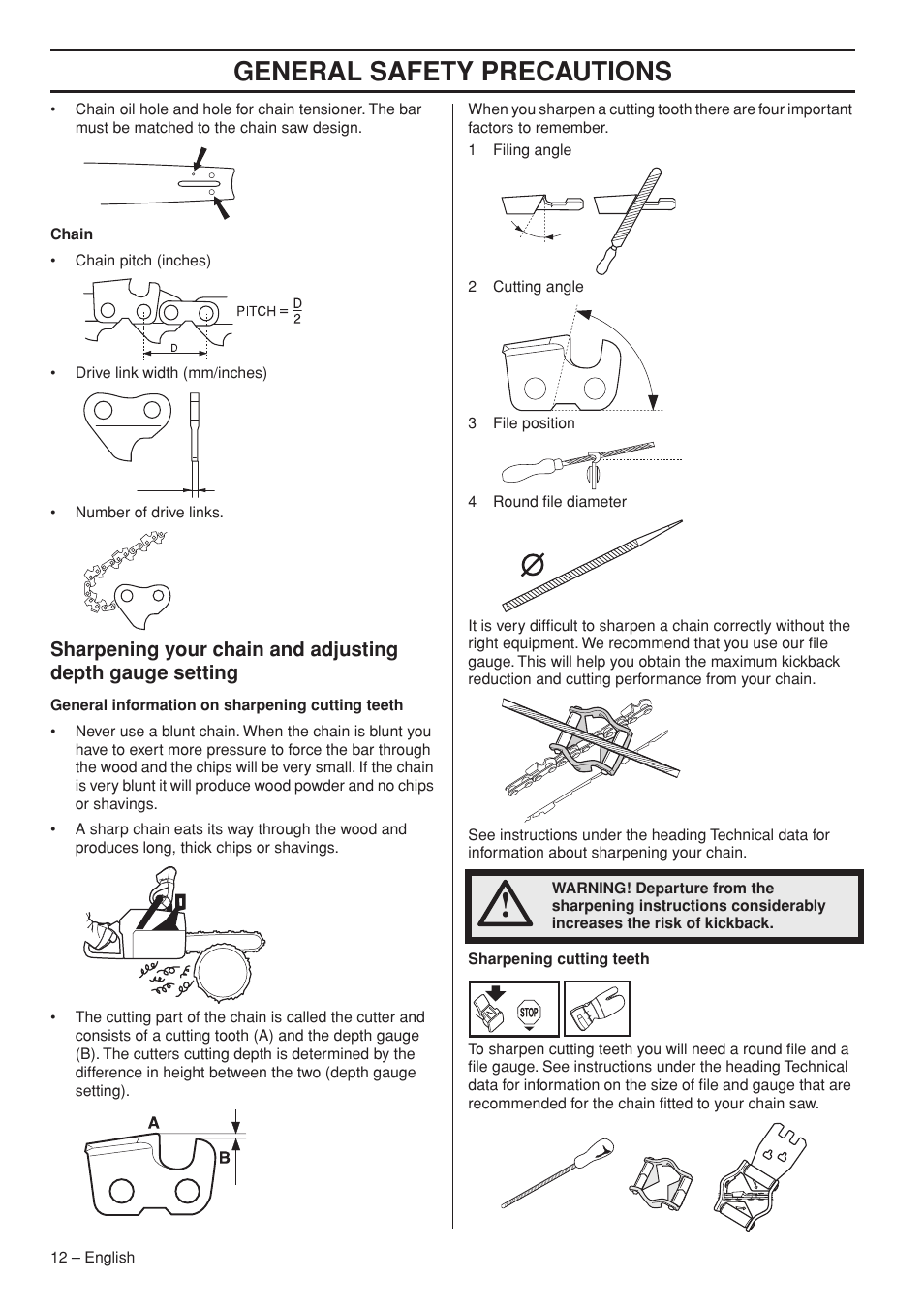General safety precautions | Jonsered CS 2250S User Manual | Page 12 / 44