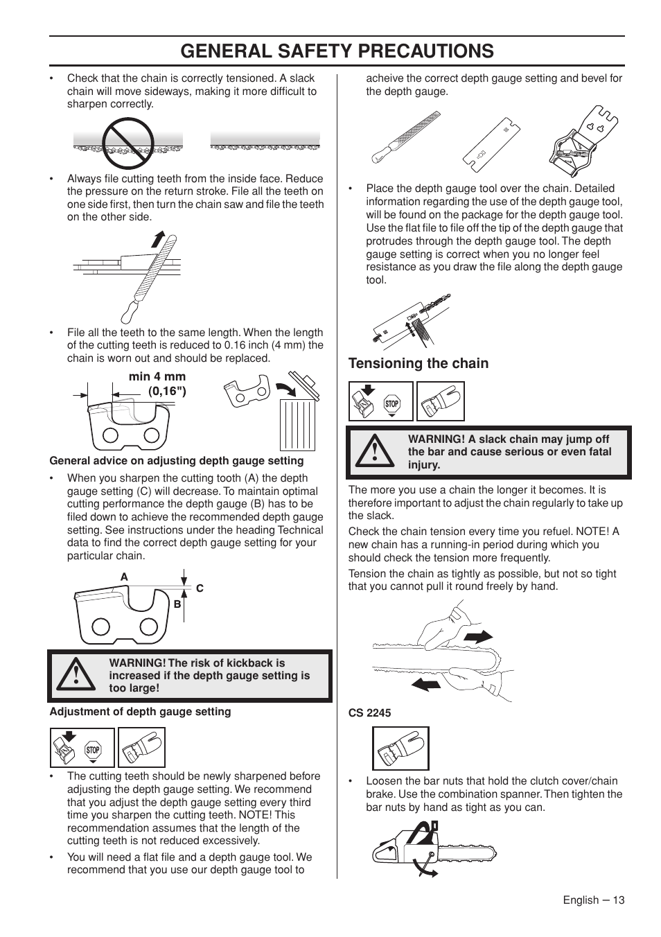 General safety precautions | Jonsered CS 2250S User Manual | Page 13 / 44