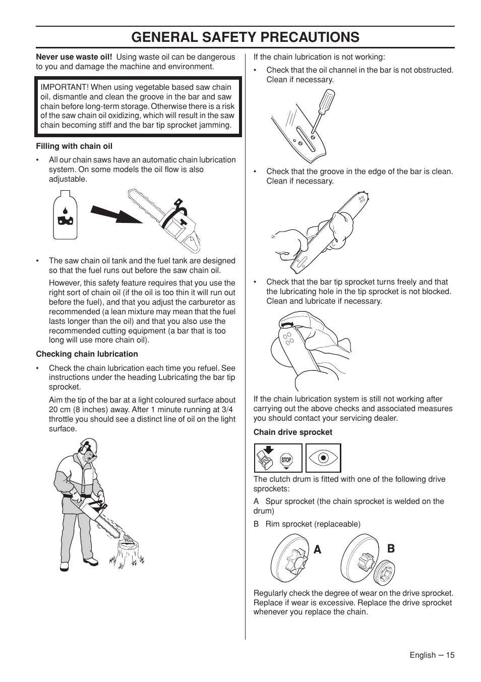 General safety precautions | Jonsered CS 2250S User Manual | Page 15 / 44