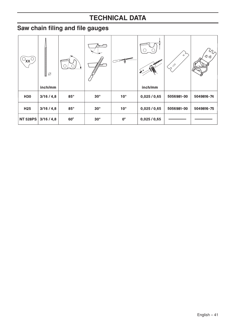 Technical data | Jonsered CS 2250S User Manual | Page 41 / 44