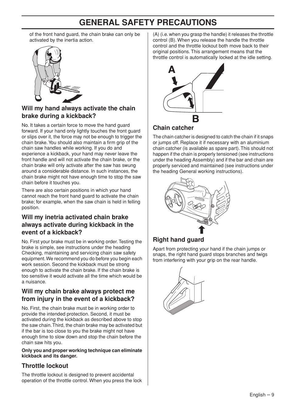 General safety precautions | Jonsered CS 2250S User Manual | Page 9 / 44