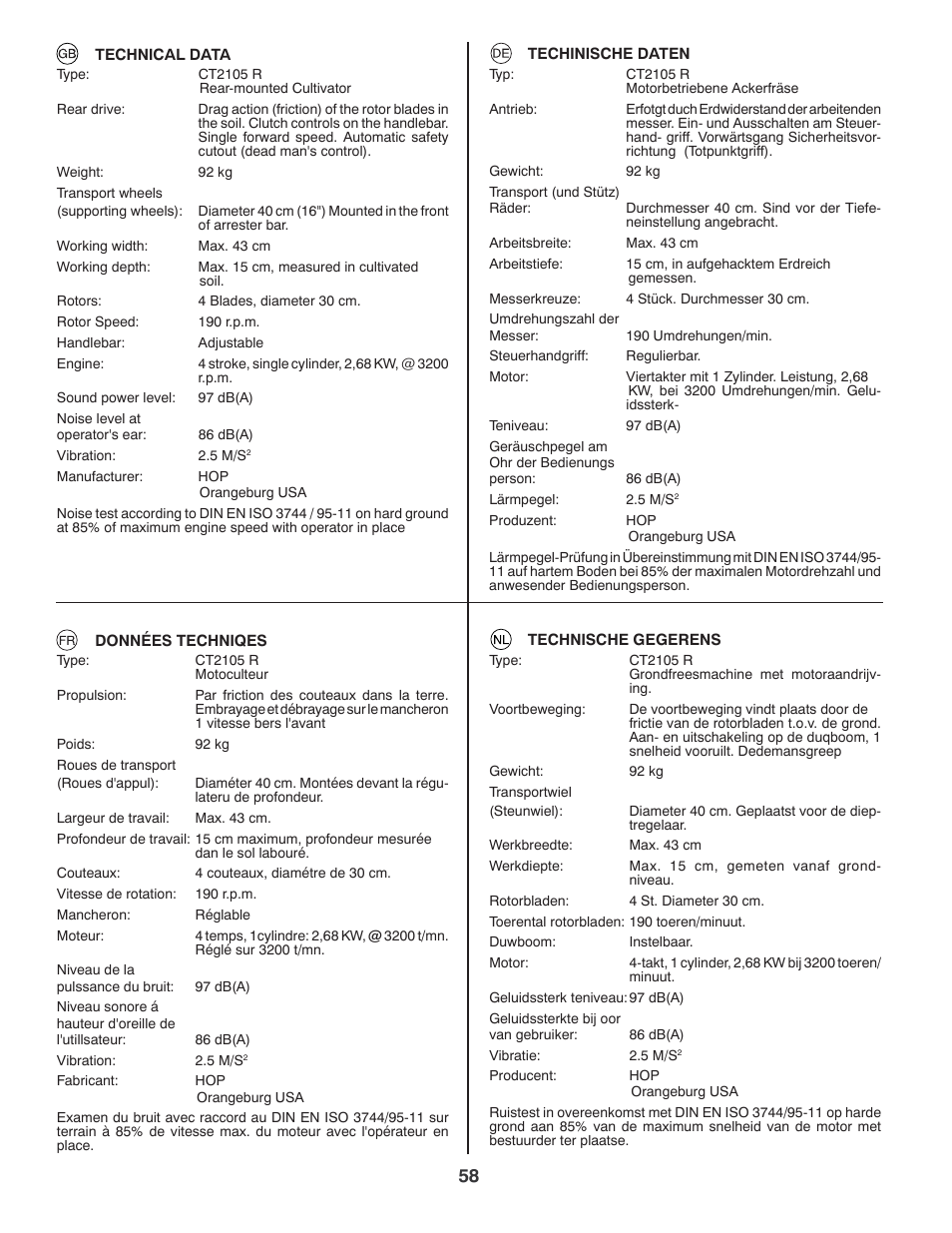 Jonsered ANLEITUNGSHANDBUCH CT2105 R User Manual | Page 58 / 60