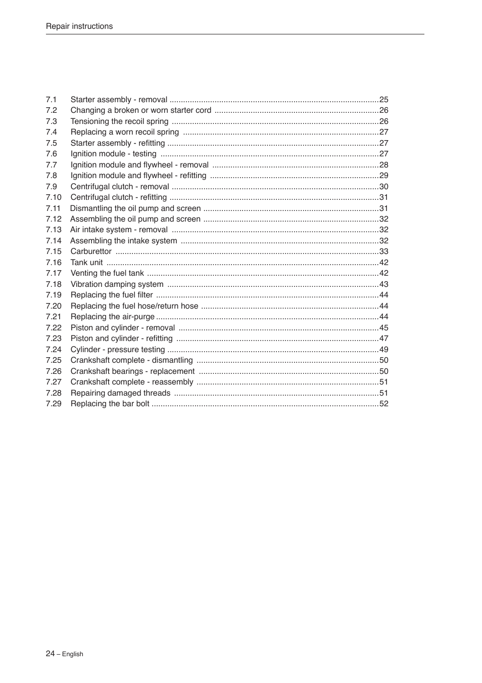 7 repair instructions | Jonsered CS 2240 User Manual | Page 23 / 55