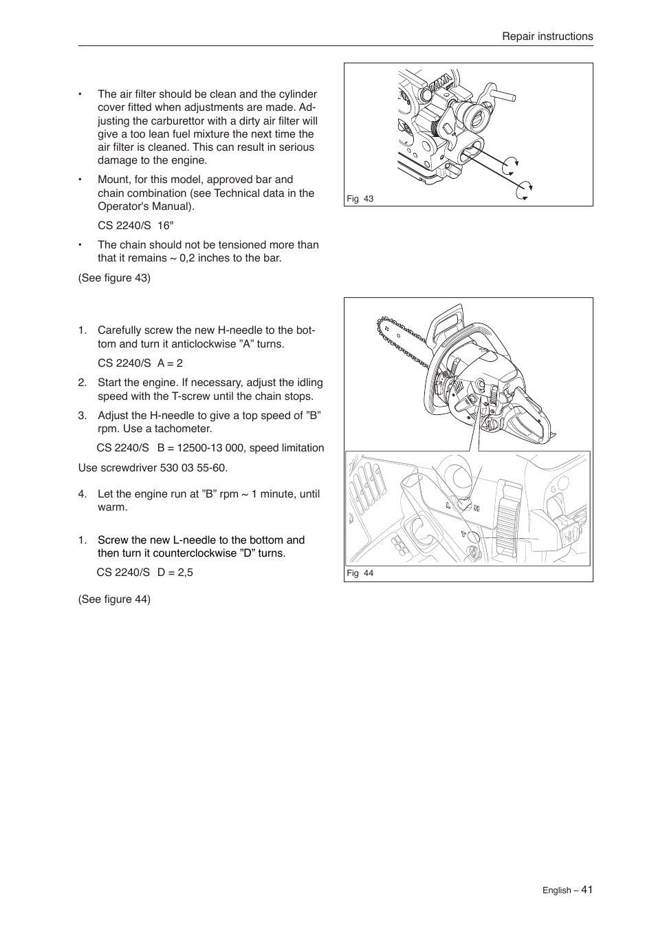 Jonsered CS 2240 User Manual | Page 40 / 55