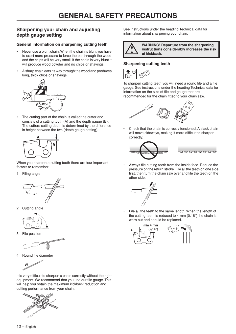 General safety precautions | Jonsered CS 2150 User Manual | Page 12 / 40