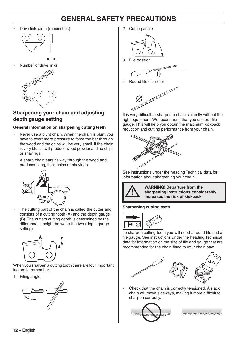 General safety precautions | Jonsered CS 2188 User Manual | Page 12 / 44