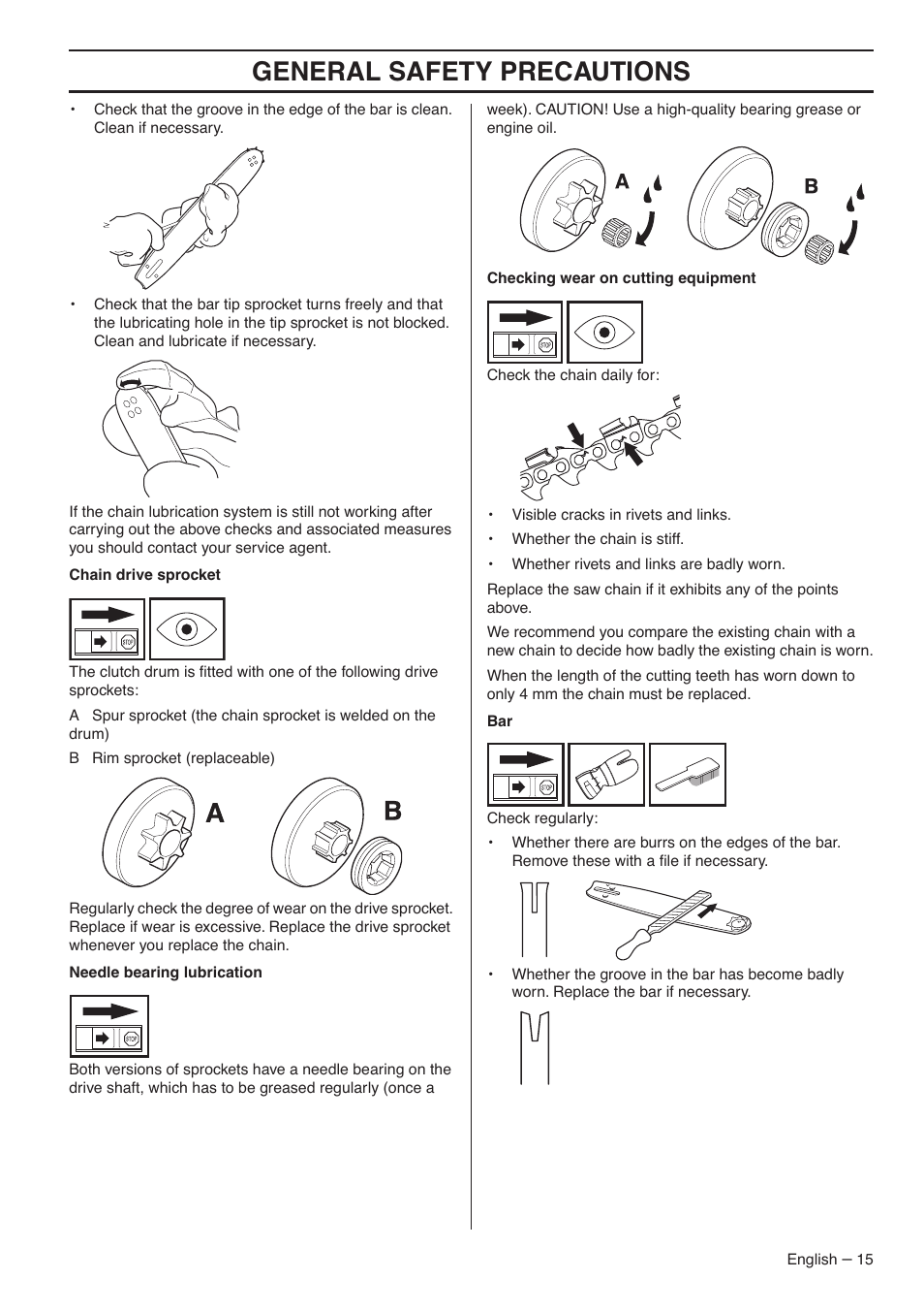 General safety precautions | Jonsered CS 2188 User Manual | Page 15 / 44