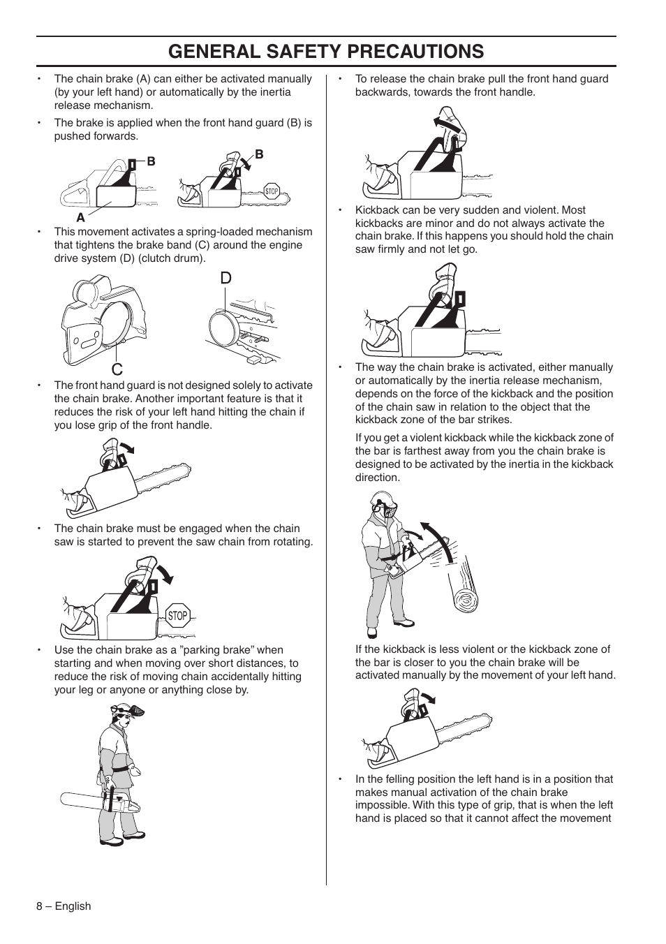 General safety precautions | Jonsered CS 2188 User Manual | Page 8 / 44