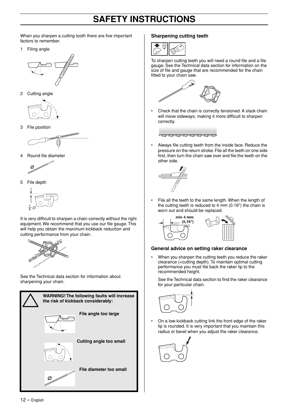 Safety instructions | Jonsered CS 2145 EPA II User Manual | Page 12 / 37