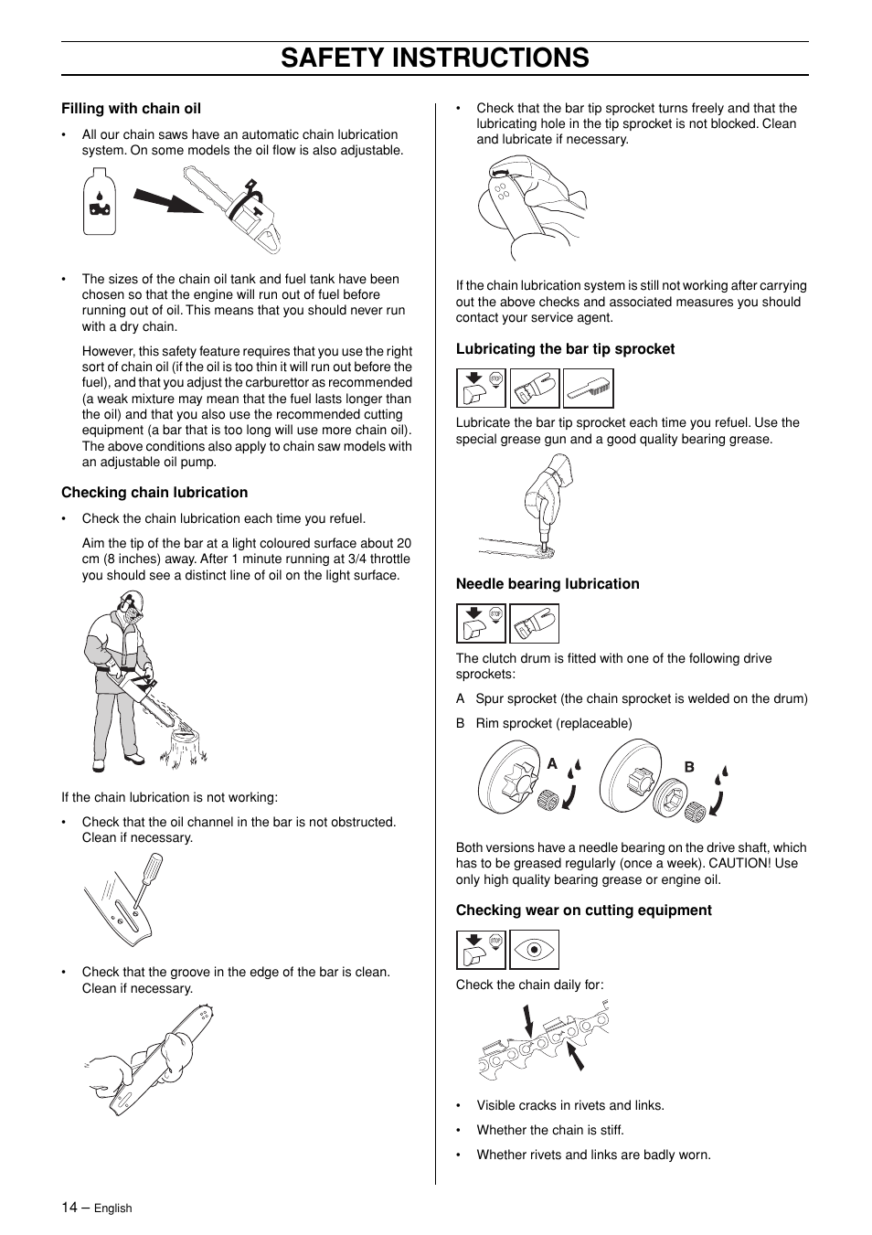 Safety instructions | Jonsered CS 2145 EPA II User Manual | Page 14 / 37
