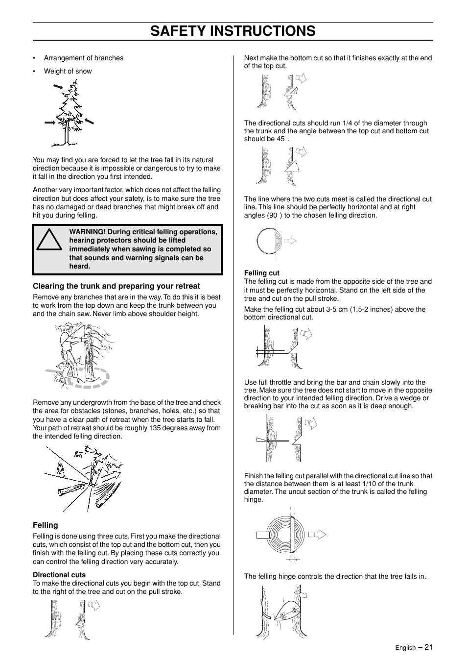 Safety instructions | Jonsered CS 2145 EPA II User Manual | Page 21 / 37