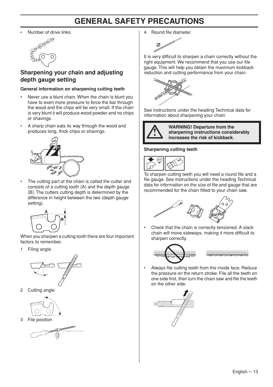 General safety precautions | Jonsered CS 2153 EPA I User Manual | Page 13 / 44
