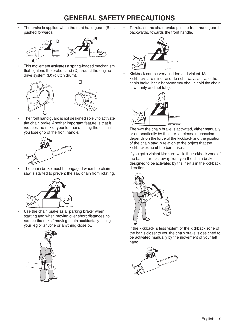 General safety precautions | Jonsered CS 2153 EPA I User Manual | Page 9 / 44