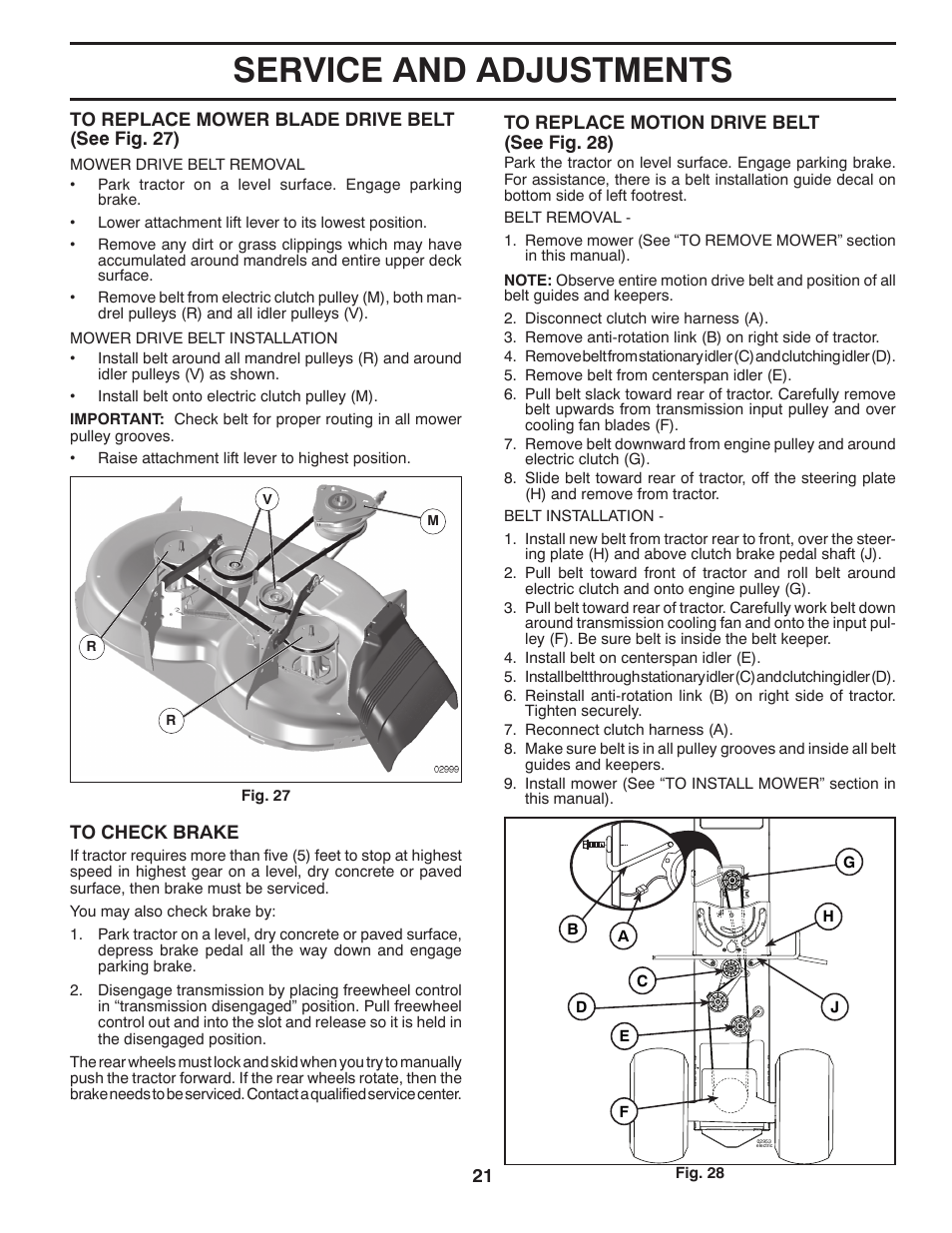 Service and adjustments | Jonsered LT2223 A2 User Manual | Page 21 / 28