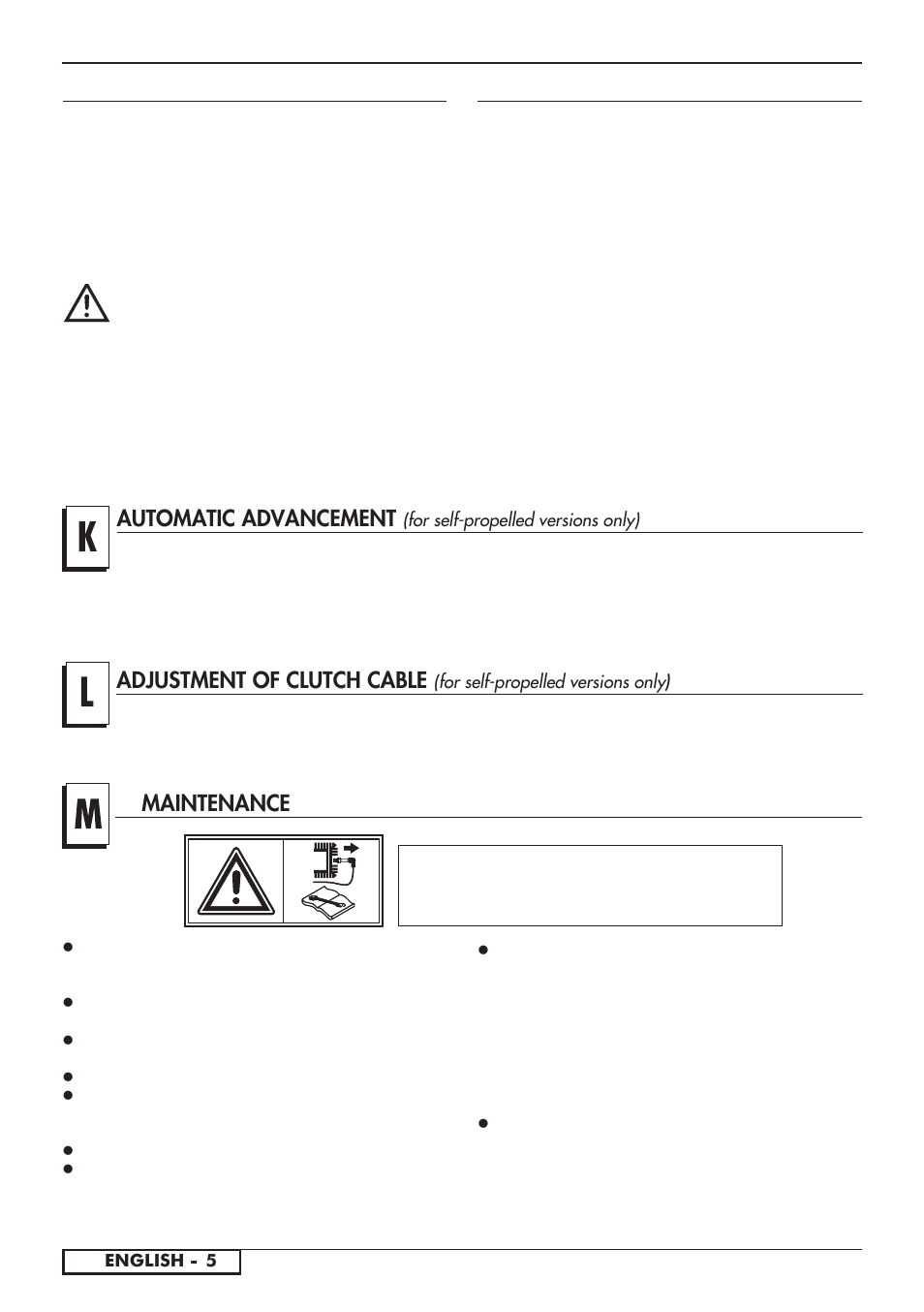 Adjustment of clutch cable, Automatic advancement, Maintenance | Jonsered LM2150 CMD User Manual | Page 9 / 19