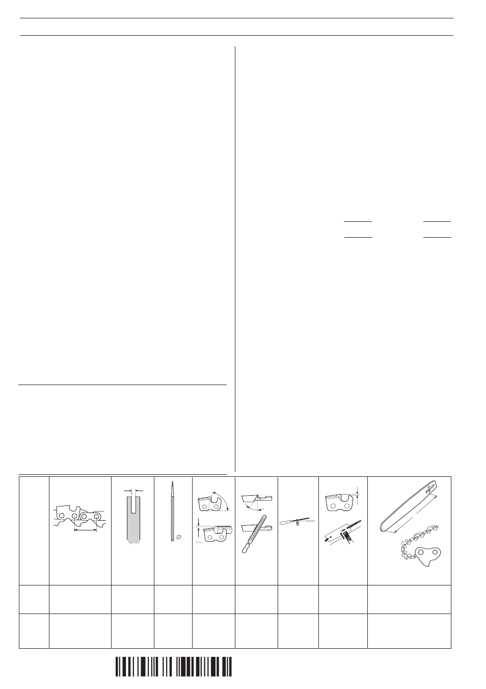 Technical data, Bar and chain combinations, Xfh¶6r | Jonsered 670 User Manual | Page 34 / 36
