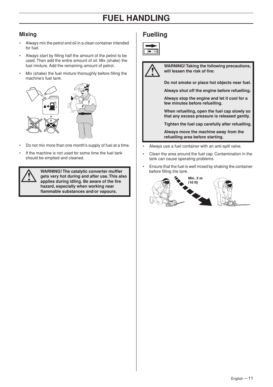 Mixing, Fuelling, Fuel handling | Jonsered HT 2124 User Manual | Page 11 / 24