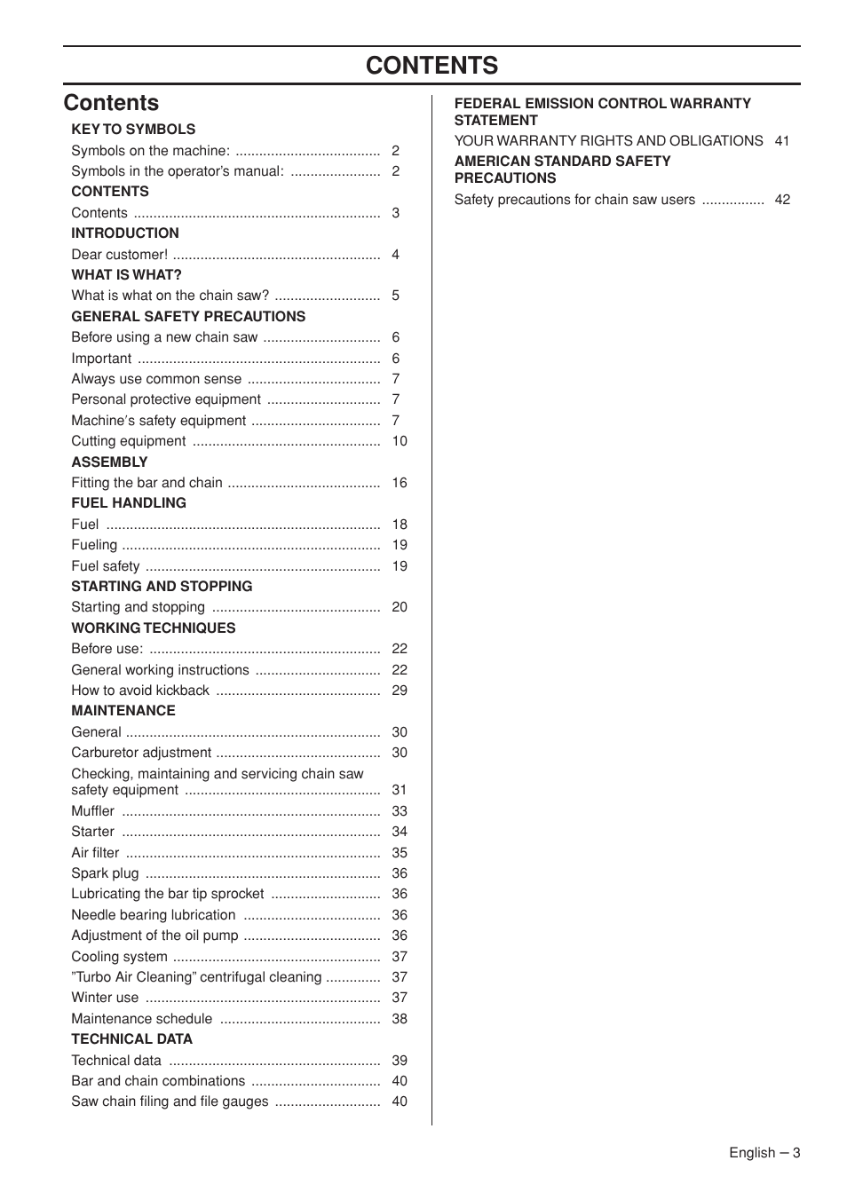 Jonsered CS 2255 User Manual | Page 3 / 44