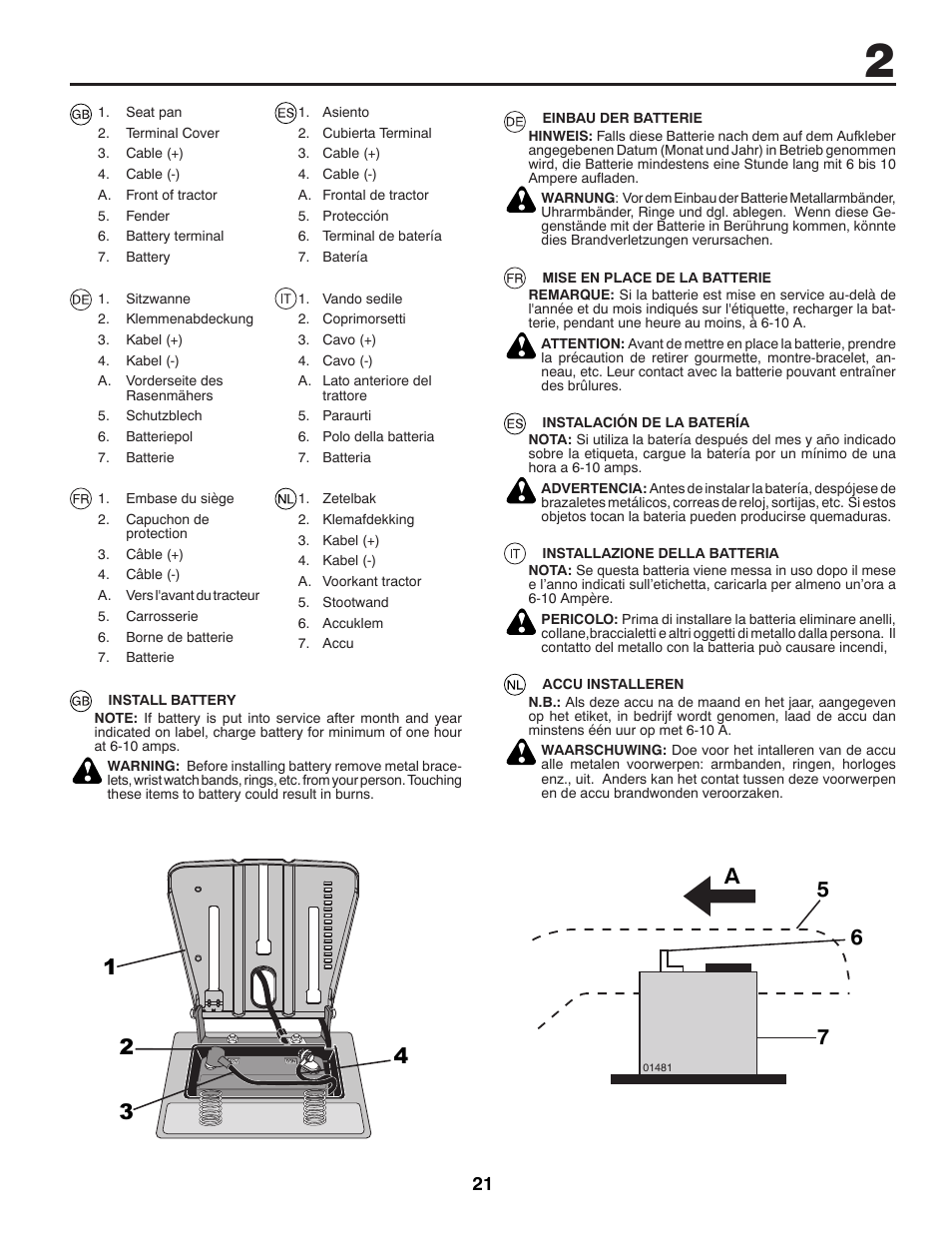 57 a 6 | Jonsered LT2213A User Manual | Page 21 / 80