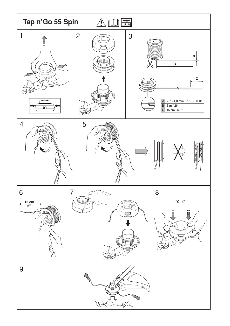 Tap n’go 55 spin | Jonsered BC2053 User Manual | Page 29 / 32