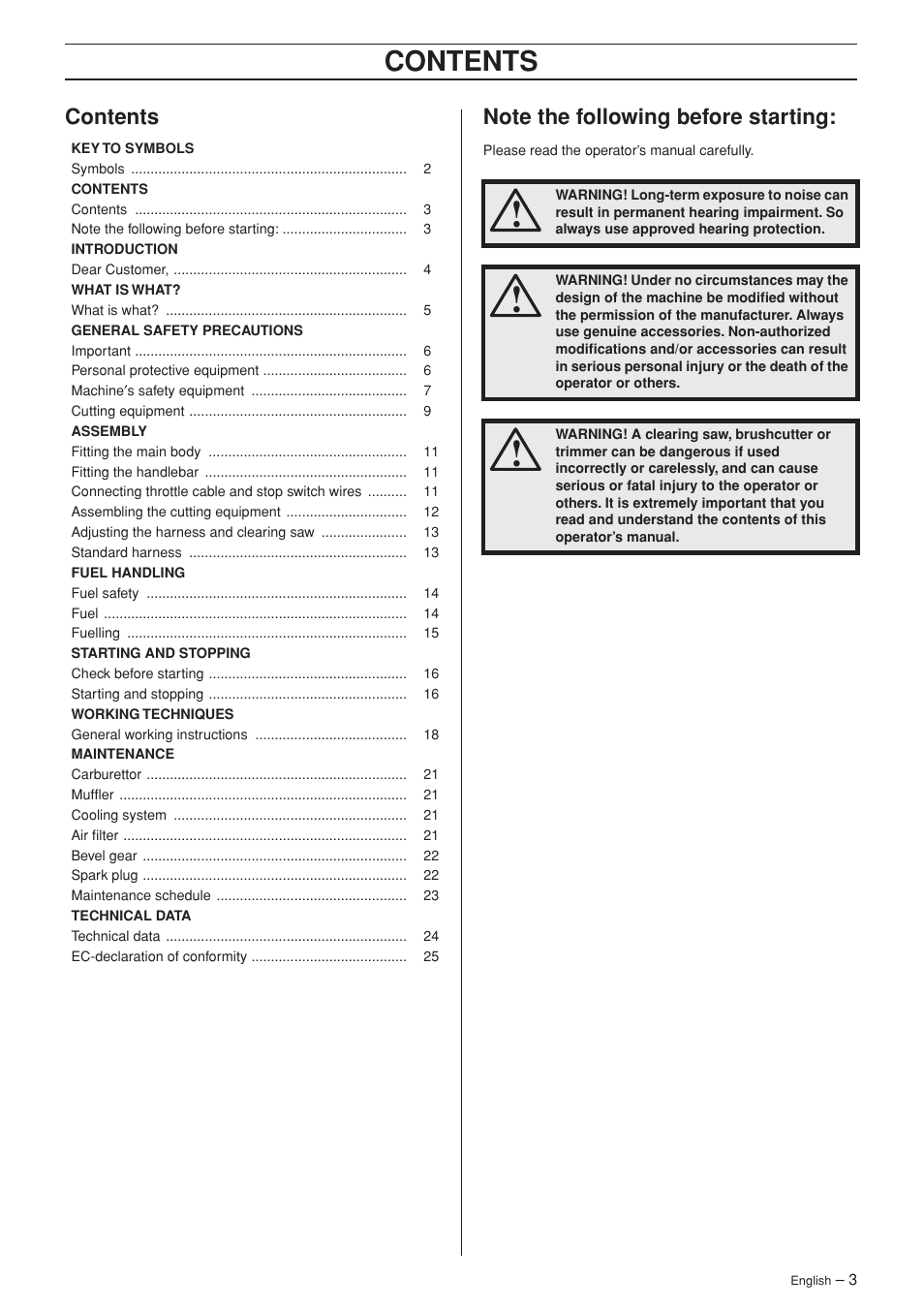 Jonsered BC2053 User Manual | Page 3 / 32