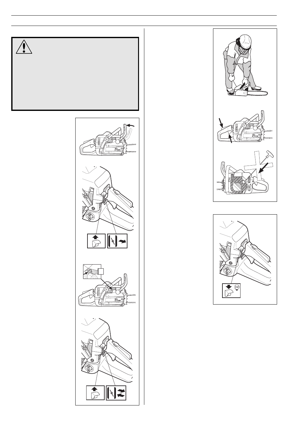 Start and stop, Start, Stop | Jonsered 2149 User Manual | Page 28 / 36